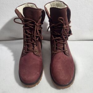 Timberland Women's Jayne Waterproof Fold Down Leather Boots A1SGJ Size 6 Wine
